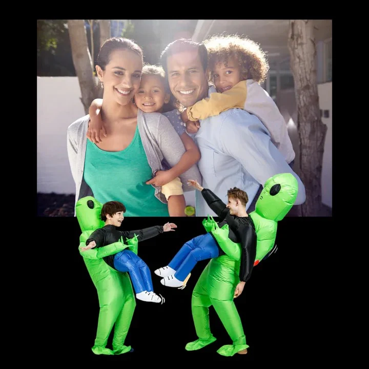 Kids Inflatable Alien Costume with Optical Illusion Design - Image 5