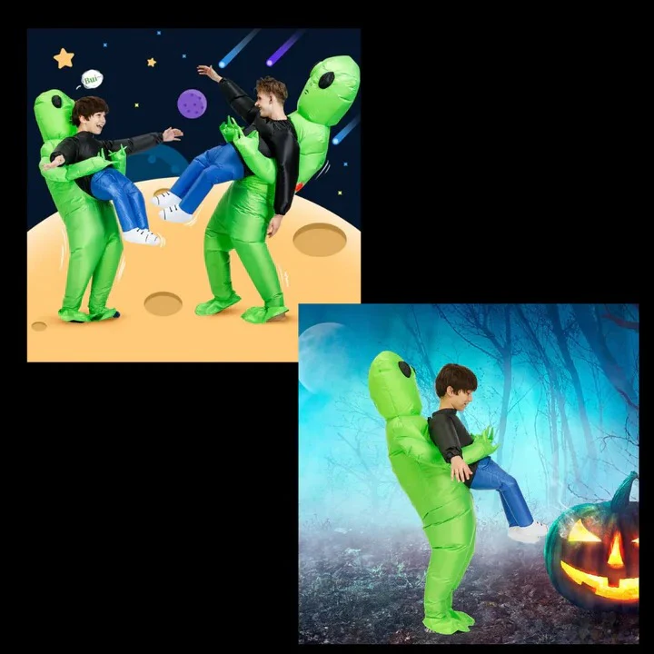 Kids Inflatable Alien Costume with Optical Illusion Design - Image 6