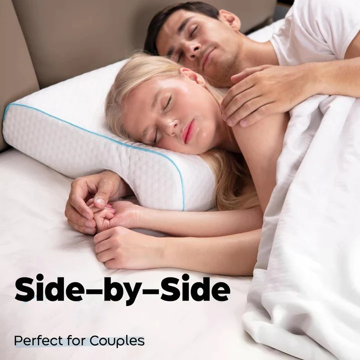Memory Foam Couple Pillow with L Shaped Arm Channel Design - Image 4