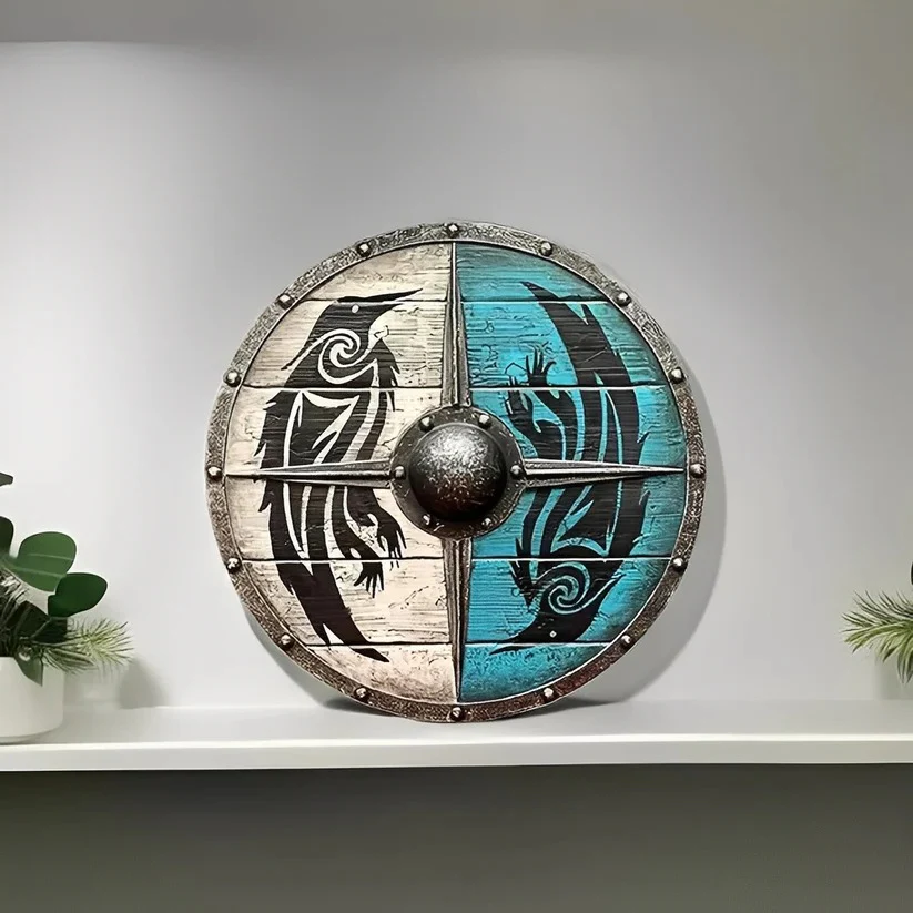 Medieval Style Wooden Round Shield with Multiple Design Patterns - Image 15