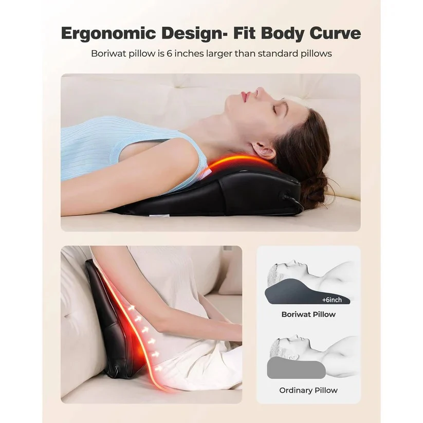 Heated Kneading Massage Pillow for Neck and Back with 3 Modes - Image 3