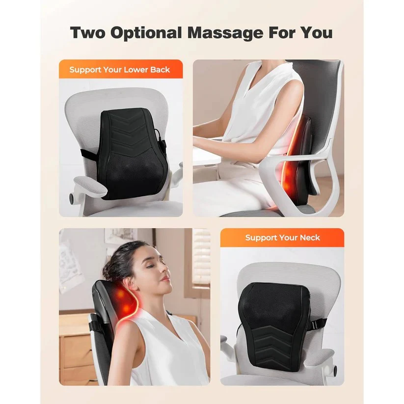 Heated Kneading Massage Pillow for Neck and Back with 3 Modes - Image 4