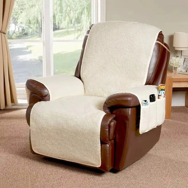Plush Fleece Recliner and Armchair Cover with Textured Backing - Image 2