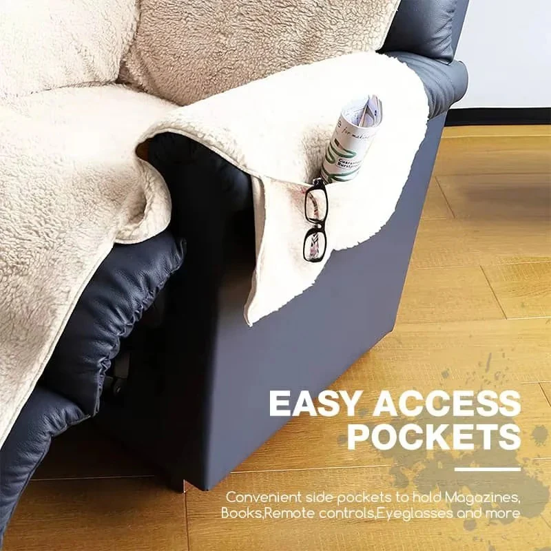 Plush Fleece Recliner and Armchair Cover with Textured Backing - Image 5