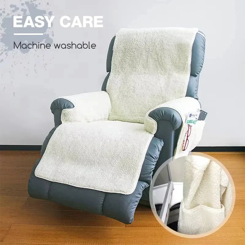 Plush Fleece Recliner and Armchair Cover with Textured Backing - Image 6