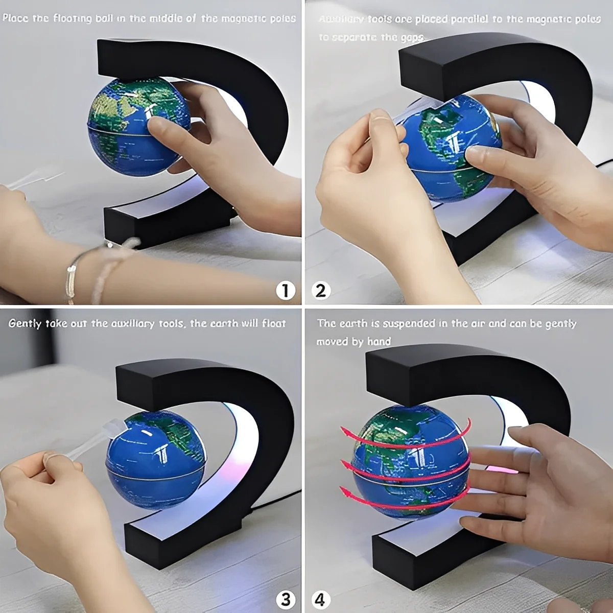 Levitating Globe with Built-In LED Light, Desk Decoration - Image 2