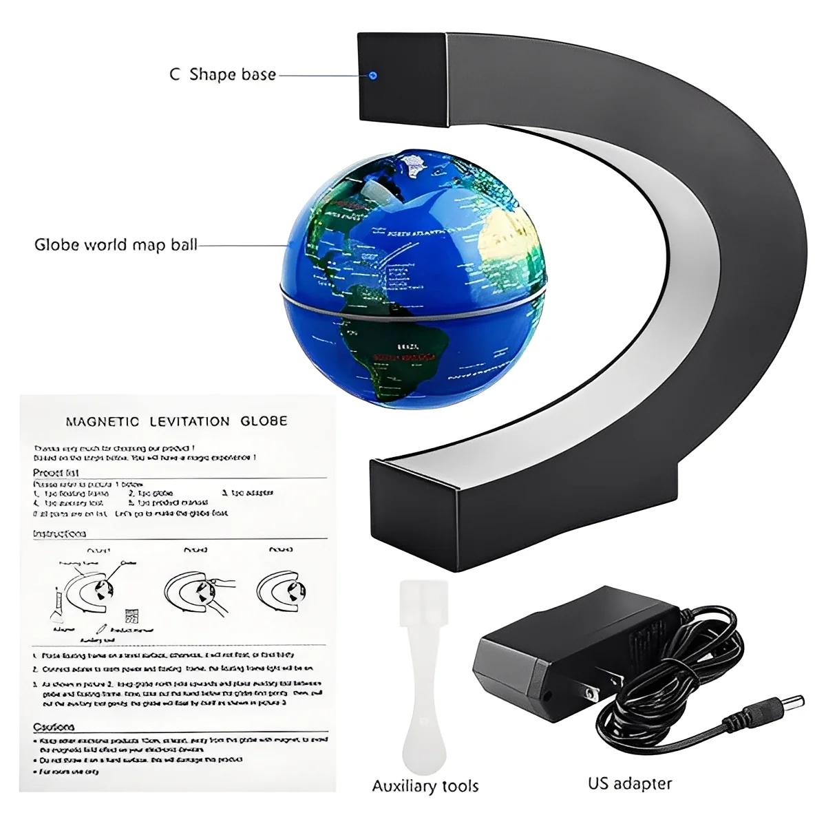 Levitating Globe with Built-In LED Light, Desk Decoration - Image 3