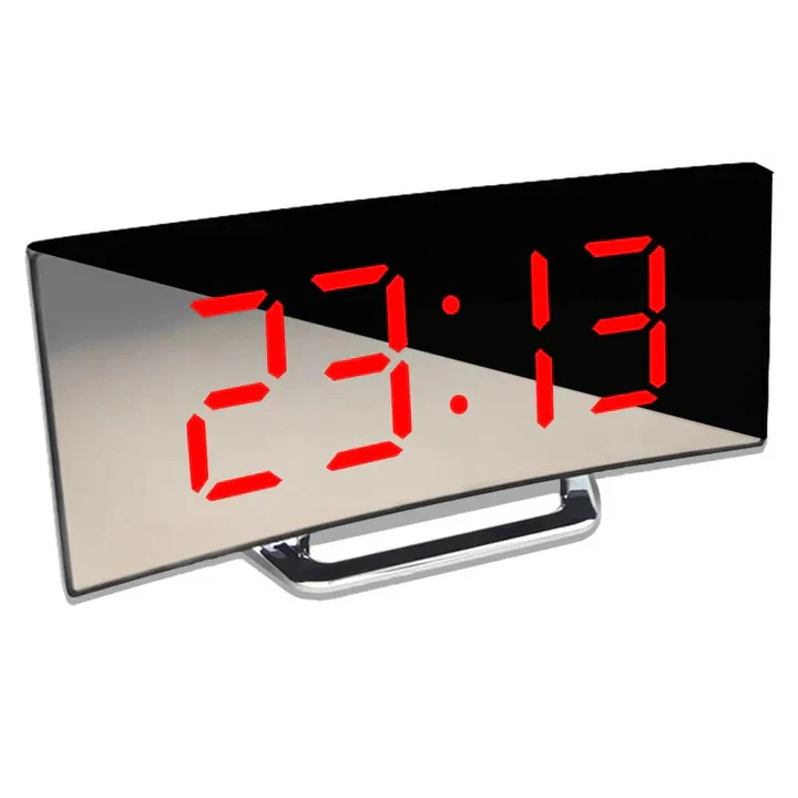 Digital Alarm Clock with Curved LED Mirror Screen - Image 3