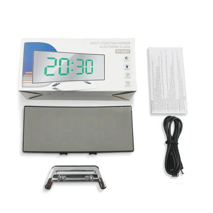 Digital Alarm Clock with Curved LED Mirror Screen - Image 5