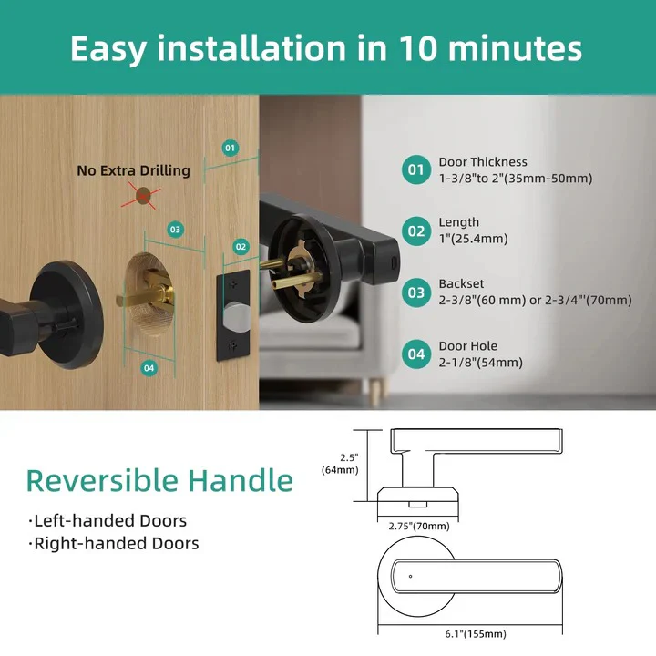 Digital Keypad Lock with Handle and Fingerprint Access - Image 3