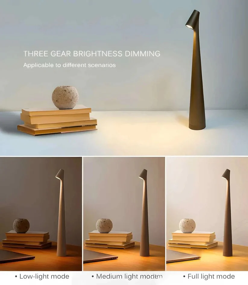 Dimmable USB Charged Aluminum Desk Lamp with Portable Rechargeable Base - Image 8