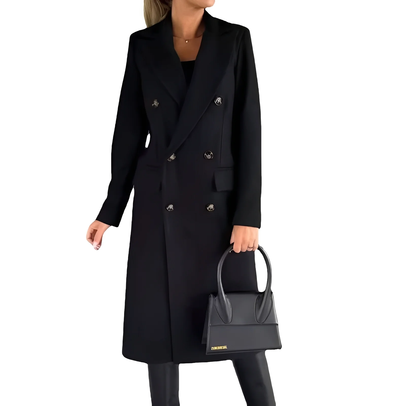 Women's Double Breasted Winter Coat with Slim Fit Design - Image 5