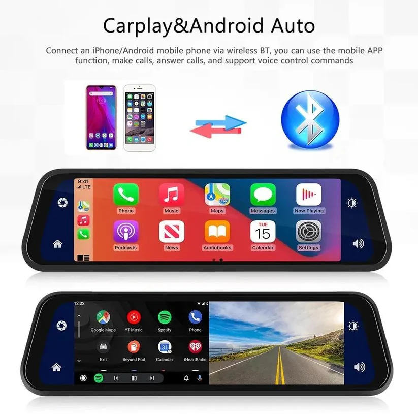 Dual Camera Rearview Mirror Dash Cam with GPS and 9.66 Inch Touch Display - Image 5