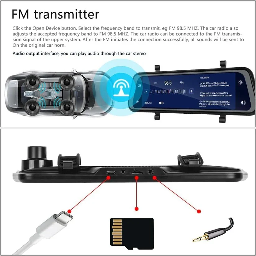 Dual Camera Rearview Mirror Dash Cam with GPS and 9.66 Inch Touch Display - Image 6