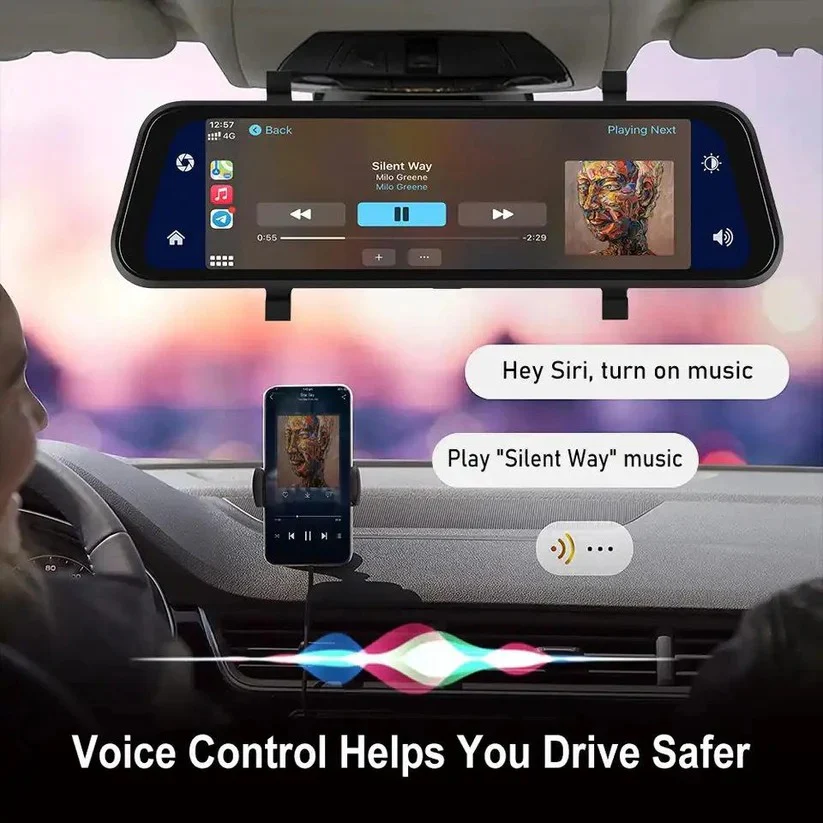 Dual Camera Rearview Mirror Dash Cam with GPS and 9.66 Inch Touch Display - Image 7