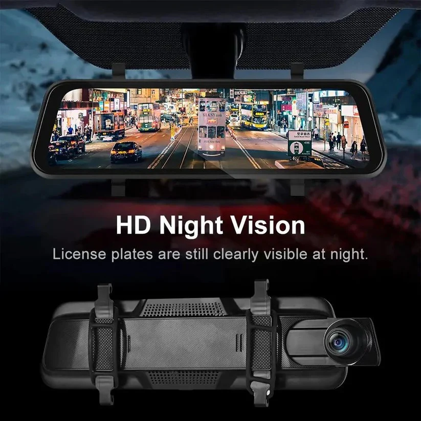 Dual Camera Rearview Mirror Dash Cam with GPS and 9.66 Inch Touch Display - Image 9