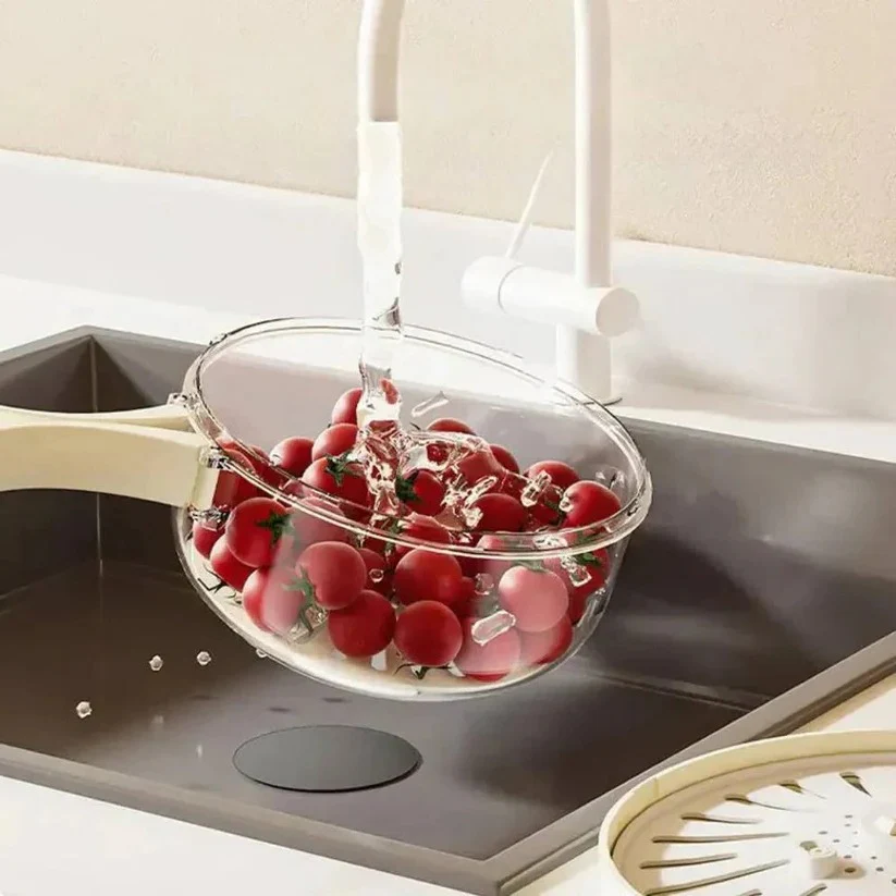 Dual Function Colander and Mixing Bowl Set with Removable Strainer Basket - Image 3