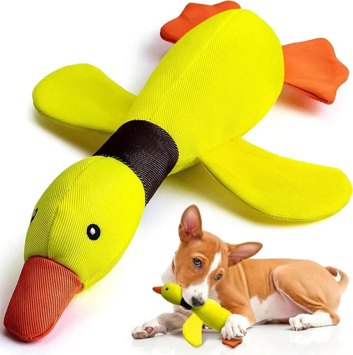 Reinforced Goose Plush Dog Toy with Textured Fabric - Image 12