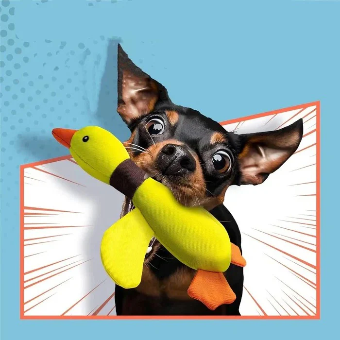 Reinforced Goose Plush Dog Toy with Textured Fabric - Image 13
