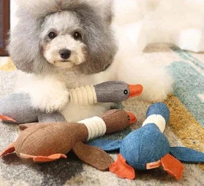 Reinforced Goose Plush Dog Toy with Textured Fabric - Image 14