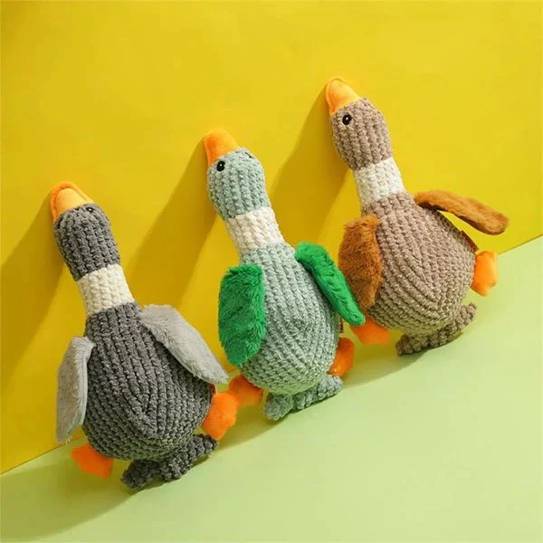 Reinforced Goose Plush Dog Toy with Textured Fabric - Image 15