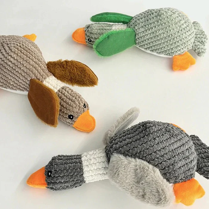 Reinforced Goose Plush Dog Toy with Textured Fabric - Image 18