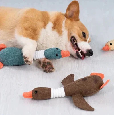Reinforced Goose Plush Dog Toy with Textured Fabric - Image 8