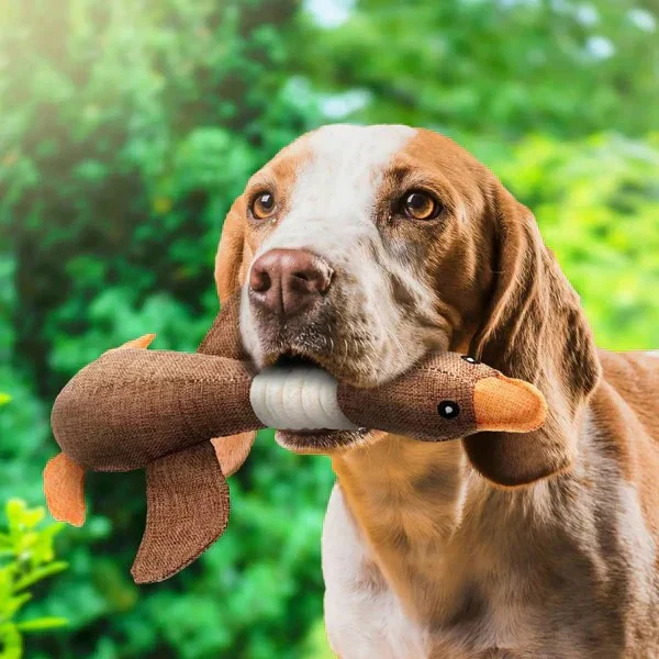 Reinforced Goose Plush Dog Toy with Textured Fabric - Image 9