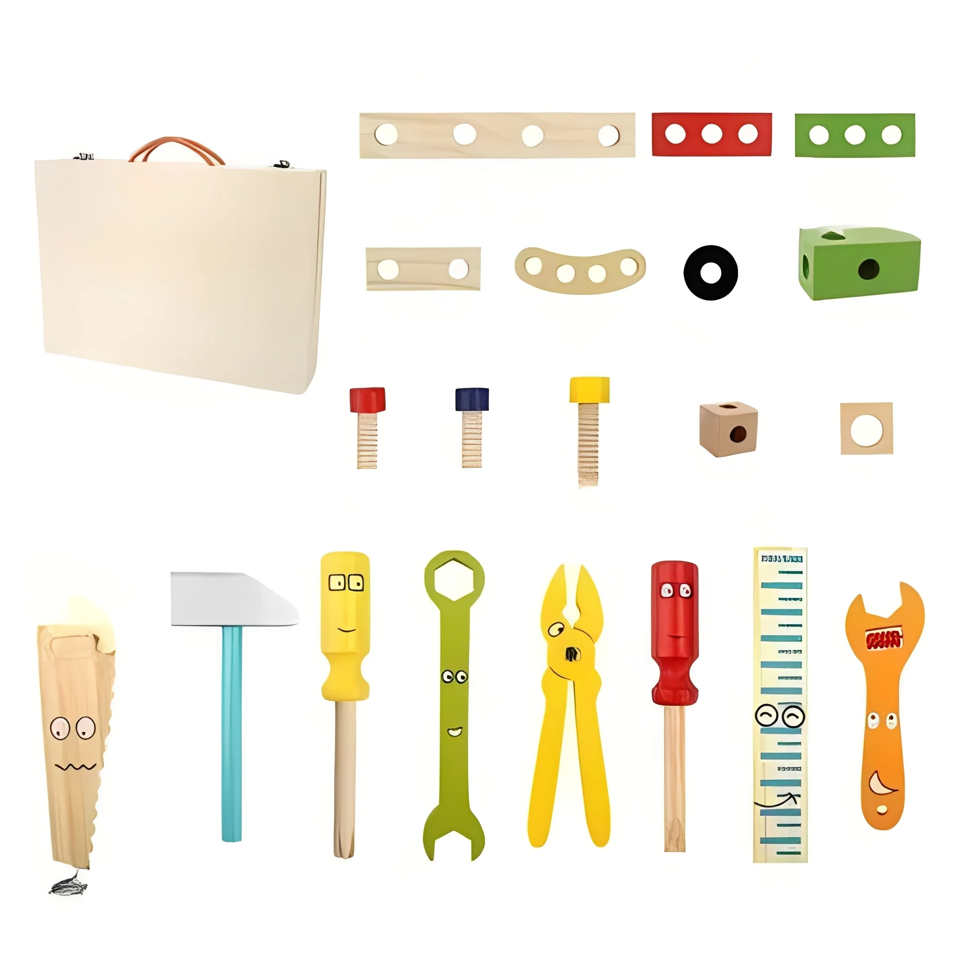 Kids Pretend Tool Set with Building Parts and Storage Box - Image 2