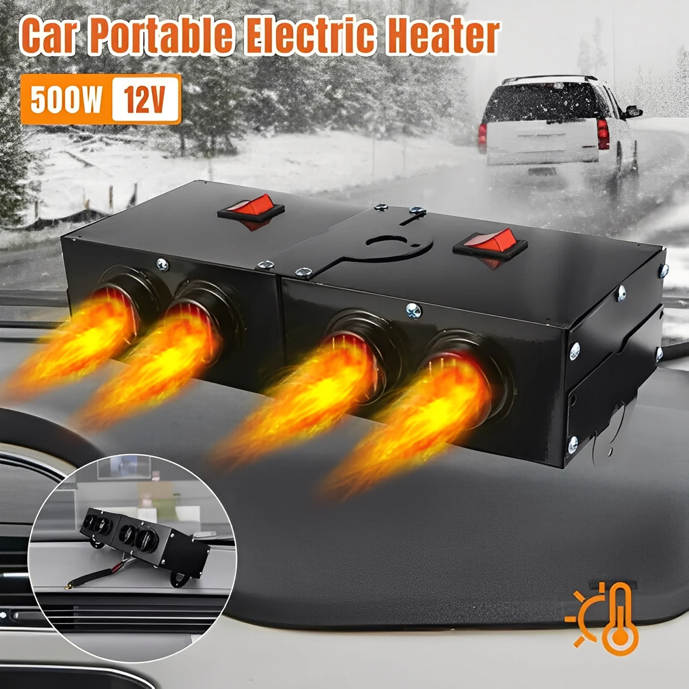 500W Electric Car Heater Fan with Air Outlets - Image 8