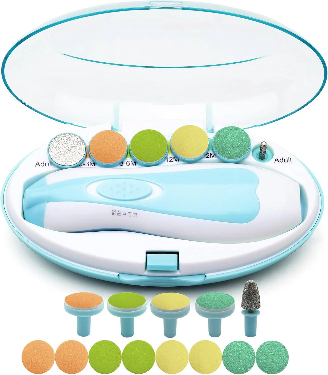 Electric Baby Nail File with Touch Stop Sensor and LED Light, 21 Piece Set - Image 7