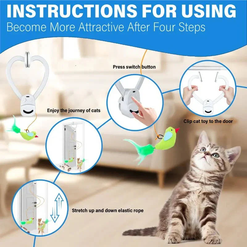 Automatic Rotating Feather Cat Toy with Clip Mount and Timer - Image 6