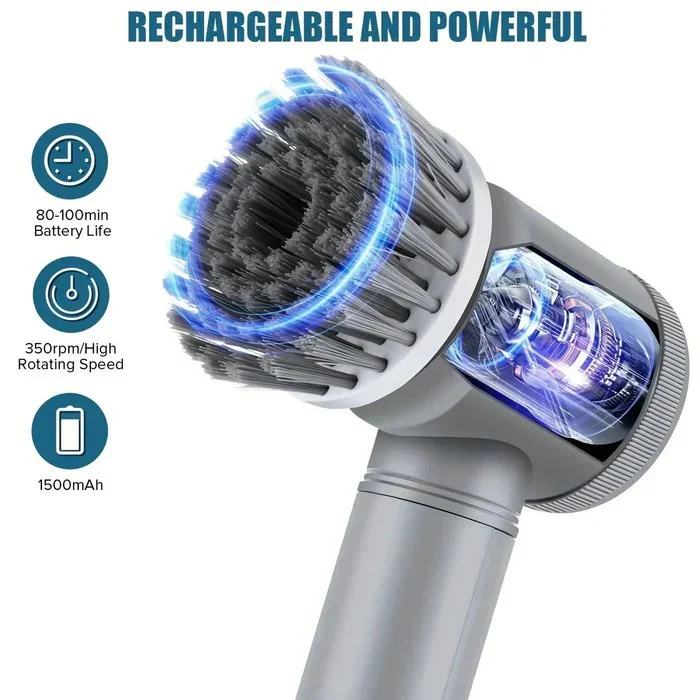 Cordless Electric Spin Scrubber with Interchangeable Brush Heads - Image 6