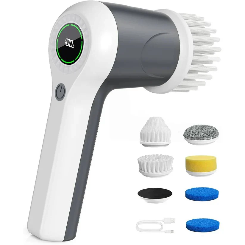 Electric Spin Scrubber with Dual Speed Control and Battery Indicator, 6 Interchangeable Heads - Image 3
