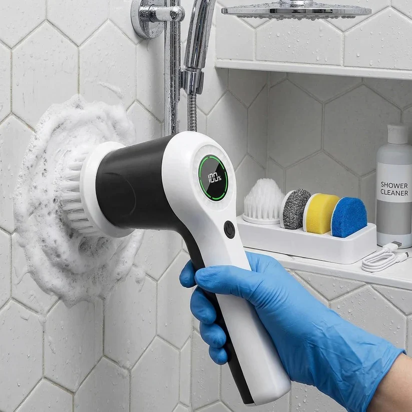 Electric Spin Scrubber with Dual Speed Control and Battery Indicator, 6 Interchangeable Heads - Image 4