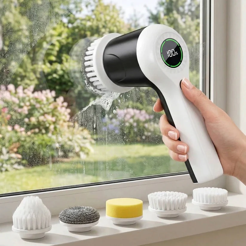 Electric Spin Scrubber with Dual Speed Control and Battery Indicator, 6 Interchangeable Heads - Image 6