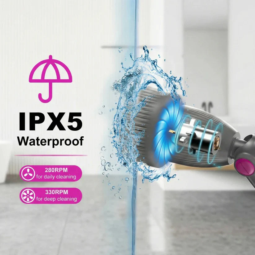 Electric Spin Scrubber with Rotating Brush Head and Adjustable Handle - Image 5