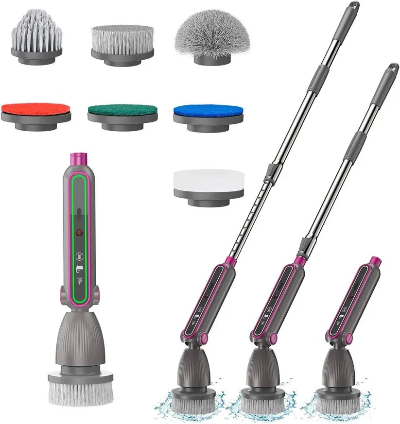 Electric Spin Scrubber with Rotating Brush Head and Adjustable Handle - Image 7