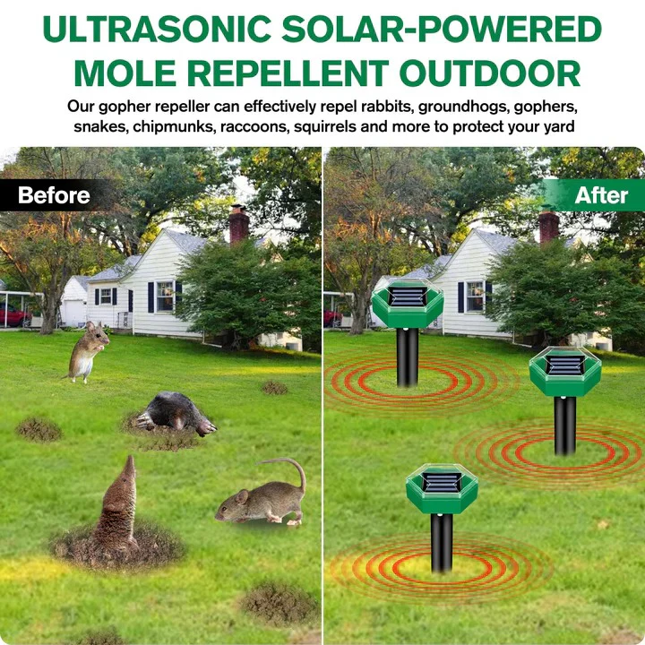 Solar Powered Ultrasonic Mole Deterrent Device, Set of 4 - Image 2