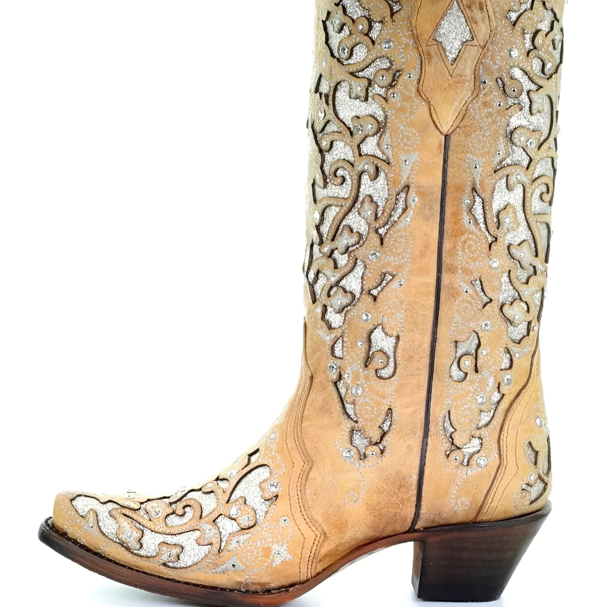 Embroidered Knee High Boots with Sequin Detail and Pointed Toe - Image 6