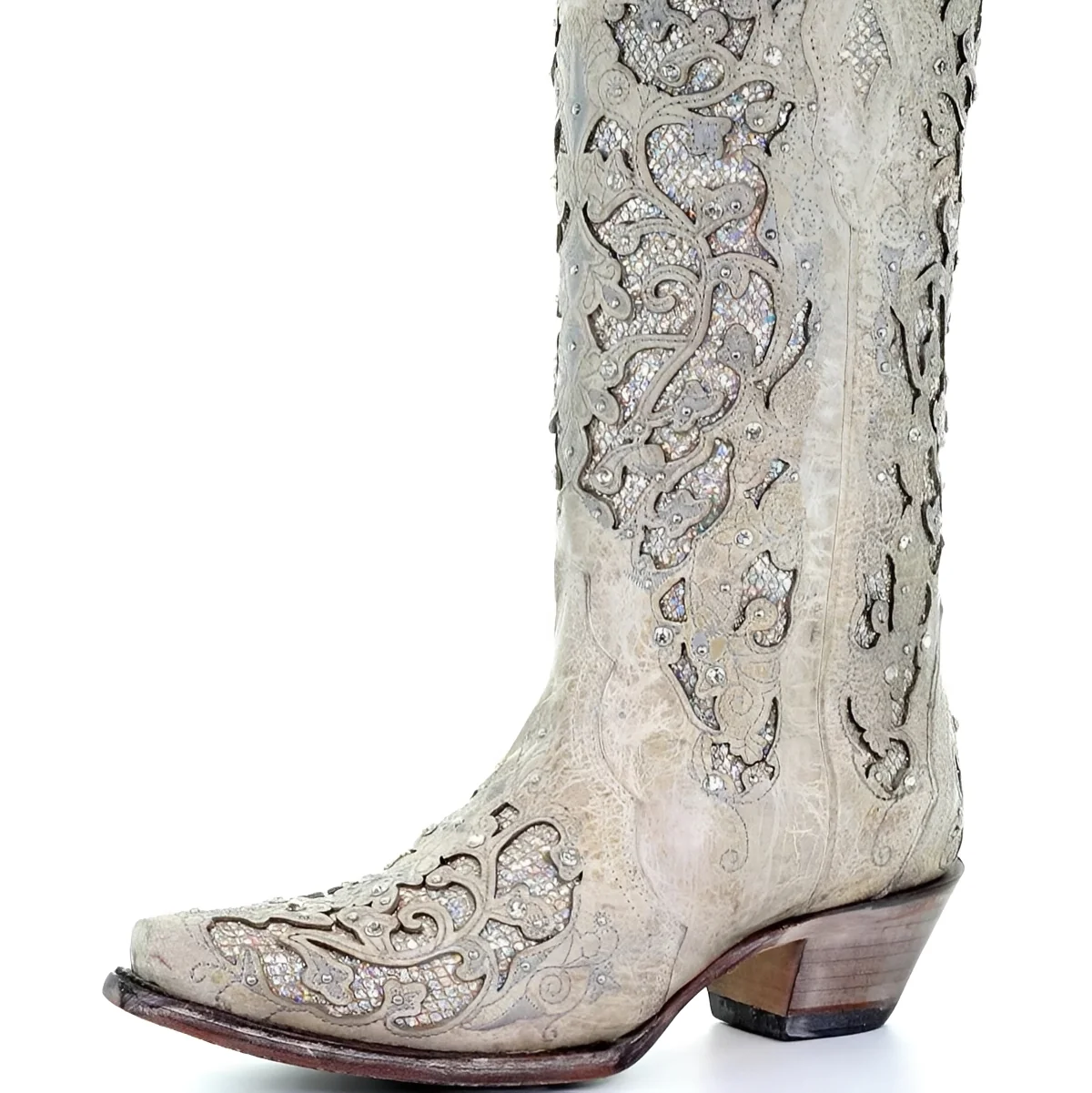 Embroidered Knee High Boots with Sequin Detail and Pointed Toe - Image 8