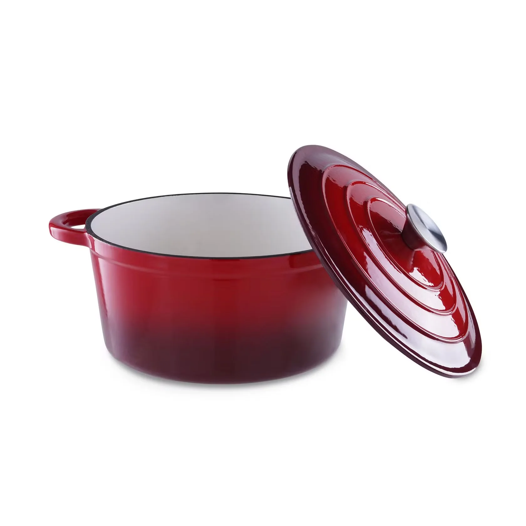 Enameled Cast Iron Cooking Pot 2L, Ombre Red - Image 3