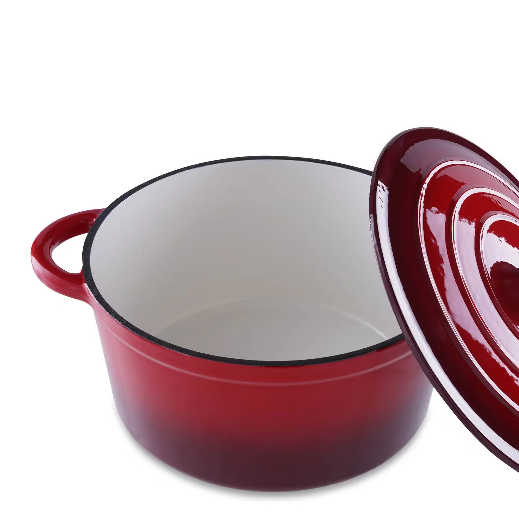 Enameled Cast Iron Cooking Pot 2L, Ombre Red - Image 4