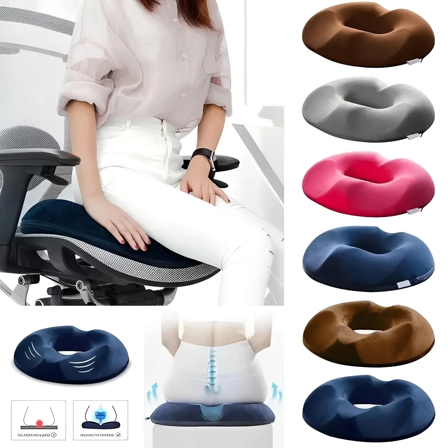 Portable Seat Cushion with Central Opening and Washable Cover - Image 6