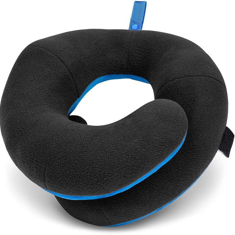 Adjustable Travel Neck Pillow with Reversible Microfleece Cover - Image 2