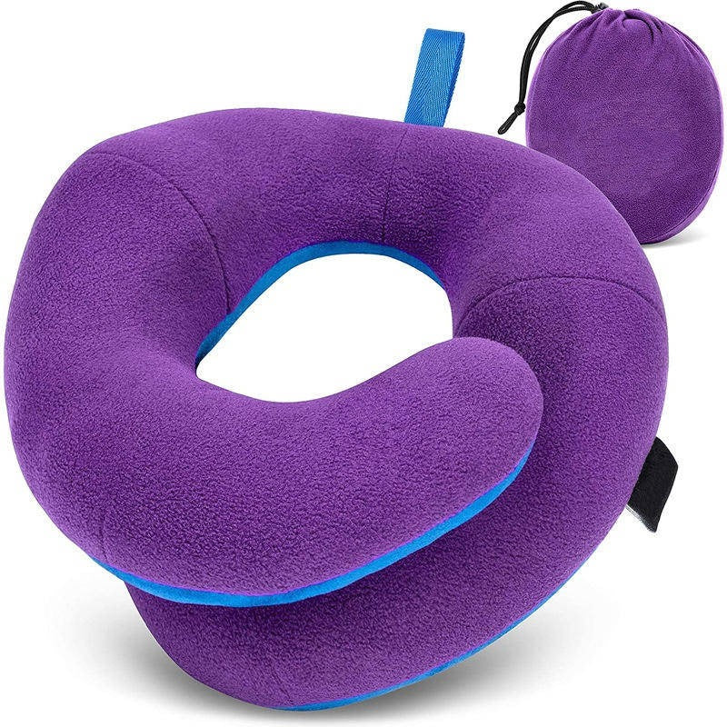 Adjustable Travel Neck Pillow with Reversible Microfleece Cover - Image 3