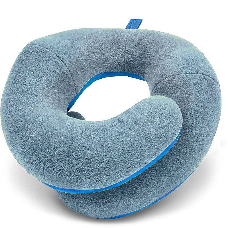 Adjustable Travel Neck Pillow with Reversible Microfleece Cover - Image 4