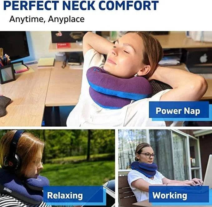 Adjustable Travel Neck Pillow with Reversible Microfleece Cover - Image 8