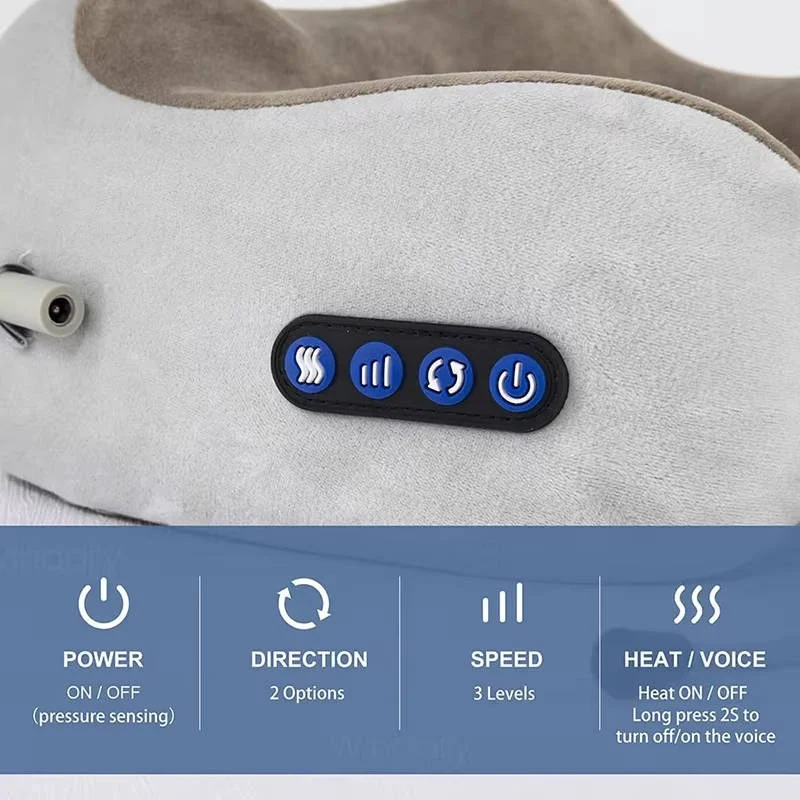 Ergonomic Travel Neck Pillow with Built-In Massager for Relaxation Support - Image 4