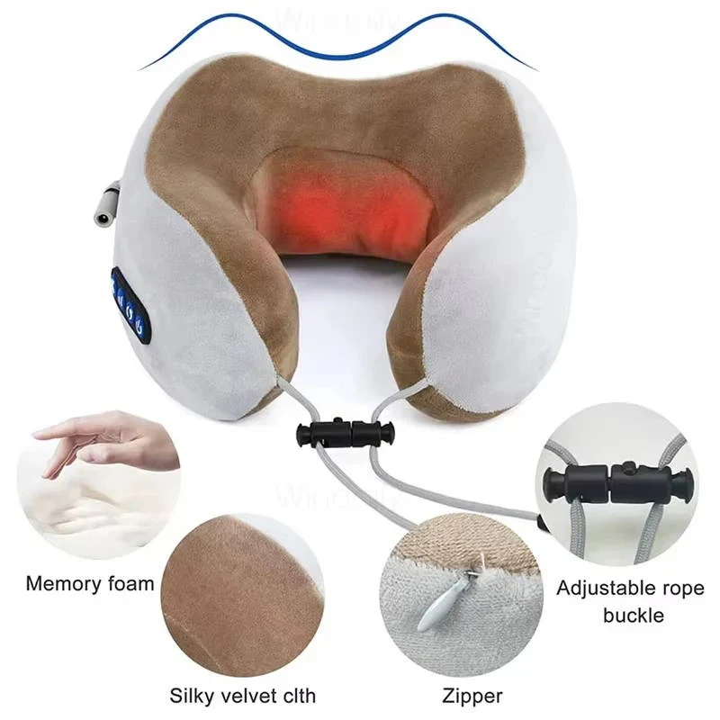 Ergonomic Travel Neck Pillow with Built-In Massager for Relaxation Support - Image 5